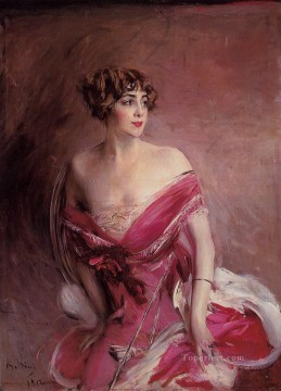  Dame Art - Portrait of Mlle de GillespieLa Dame de Biarritz genre Giovanni Boldini
